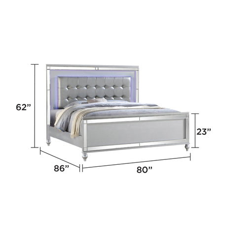 STERLING King 4 PC LED Bedroom set made with Wood in Silver(CA INVENTORY) - sold by Home Elegance USA