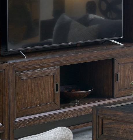 74' TV Stand Console, For TVs up to 85 inches, No Assembly Required, Two-Tone Finish - sold by Home Elegance USA