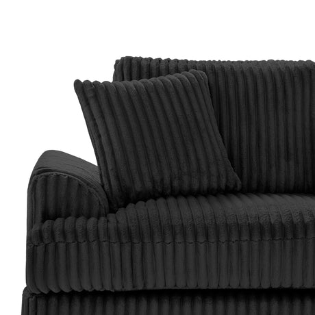 Modern Oversized U-shaped Sectional Sofa with Chaise Lounge Upholstered in Soft Black Corduroy - sold by Home Elegance USA