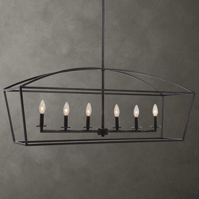 Clayton 6 Light Linear Chandelier - Black by Uttermost - View 1