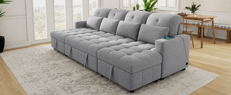 Versatile Oversized U-shaped Sectional Sofa Bed with Storage Chaise Lounges and USB Ports, Gray Chenille, 110.2' - sold by Home Elegance USA