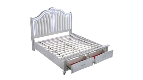 Mystic Contemporary Style Upholstered LED headboard Queen 5PC Bedroom Set made with Wood in Silver(CA Inventory) - sold by Home Elegance USA
