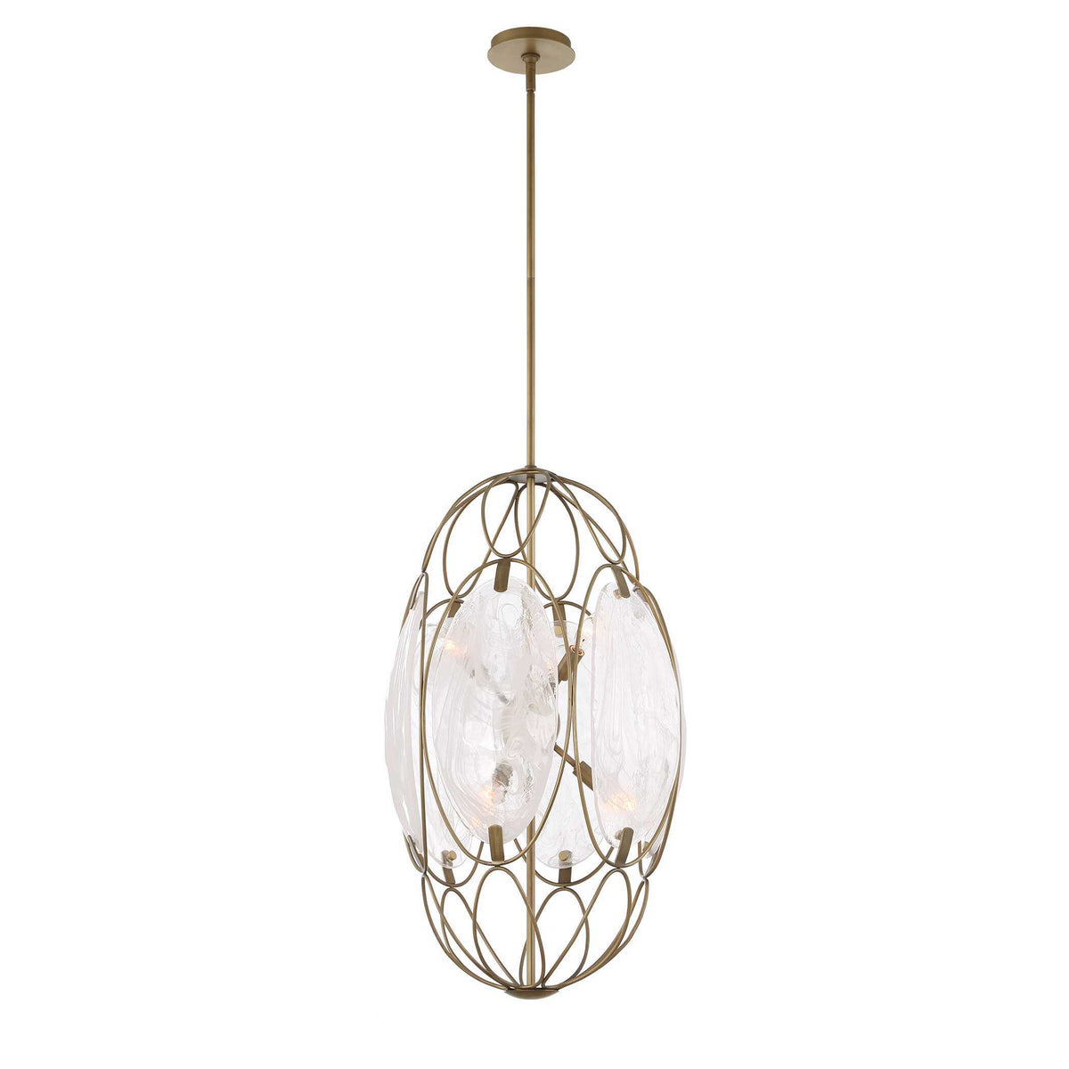 Valencia 6 Light Glass Panel Pendant - Gold / White by Uttermost - View 8