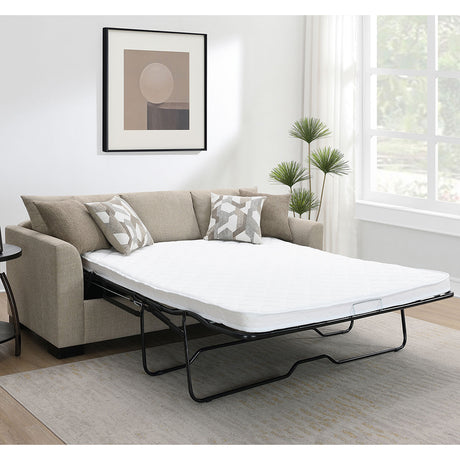 Pacheco Camel Upholstered Sleeper Sectional Chaise Sofa - sold by Home Elegance USA