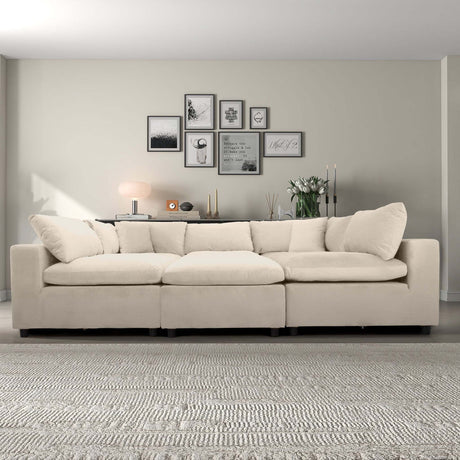 Hayward Ivory Velvet Modular Sectional Sofa with Foam Cushions and Removable Back, Elegant and Durable - sold by Home Elegance USA