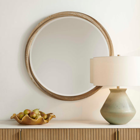 Landry Round Mirror Light Wood - Light Brown by Uttermost - View 3