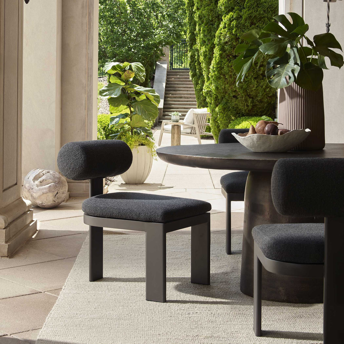 Bolster Back Outdoor Dining Chair Charcoal - Black by Uttermost - View 2
