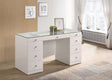 1pc Glam Makeup Vanity Table Glass Top 9 Drawers Knobs White Wooden Bedroom Furniture