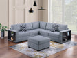 Contemporary Functional Sectional Sofa 4pc Set Gray Boucle Couch Loveseat w Built-in Shelfs Wedge, Ottoman Living Room Furniture L-Shaped Design Couch - sold by Home Elegance USA