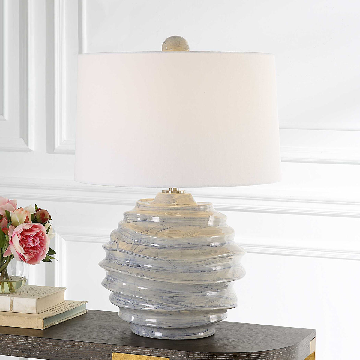 Waves Blue & White Accent Lamp by Uttermost - View 2