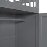 Twin-Twin over Full L-Shaped Bunk Bed With 3 Drawers, Portable Desk and Wardrobe, Gray(OLD SKU:LT100542AAE) - sold by Home Elegance USA
