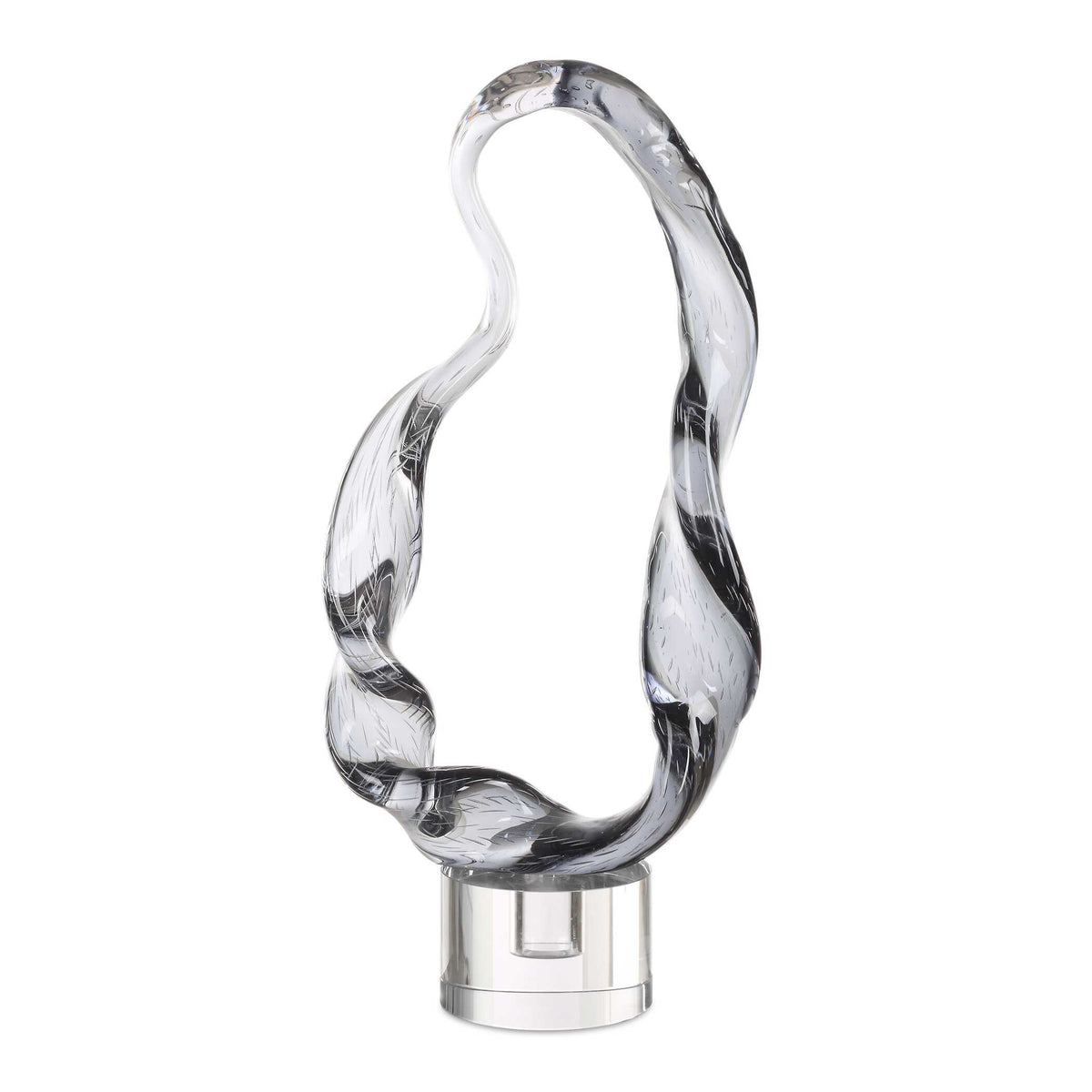 Luminous Twist Glass Sculpture - Black / White by Uttermost - View 1