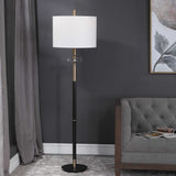 Maud Floor Lamp Aged Black - Black / White by Uttermost - View 2