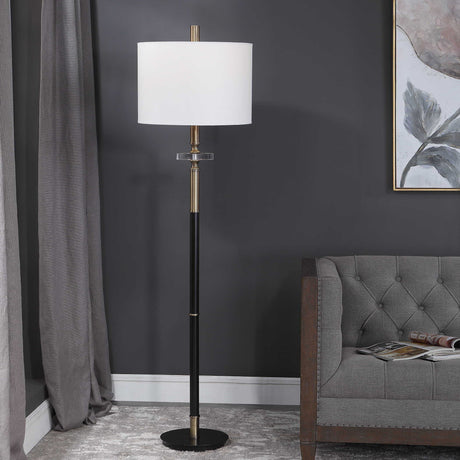 Maud Floor Lamp Aged Black - Black / White by Uttermost - View 2