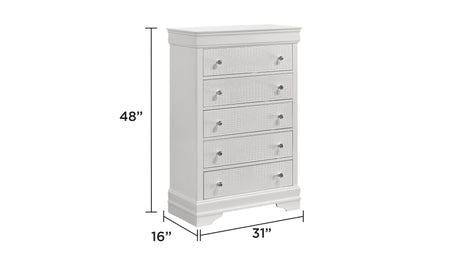 Blaze Upholstered Modern Style 5 Pc Queen Bedroom Set with LED Headboard Made with Wood in White(CA WAREHOUSE) - sold by Home Elegance USA