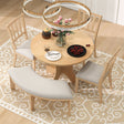 TREXM 5-piece Rustic Charm Round Dining Set with 3 Upholstered Chairs and Curved Bench for Dining Room, Kitchen and Living Room (Natural) - sold by Home Elegance USA
