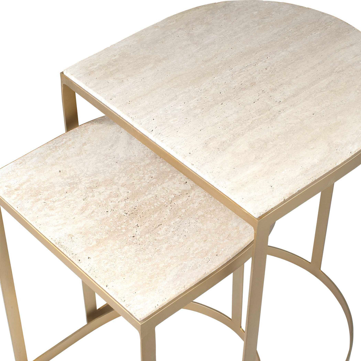 Lindon Travertine Nesting Tables Set - Gold / White by Uttermost - View 9