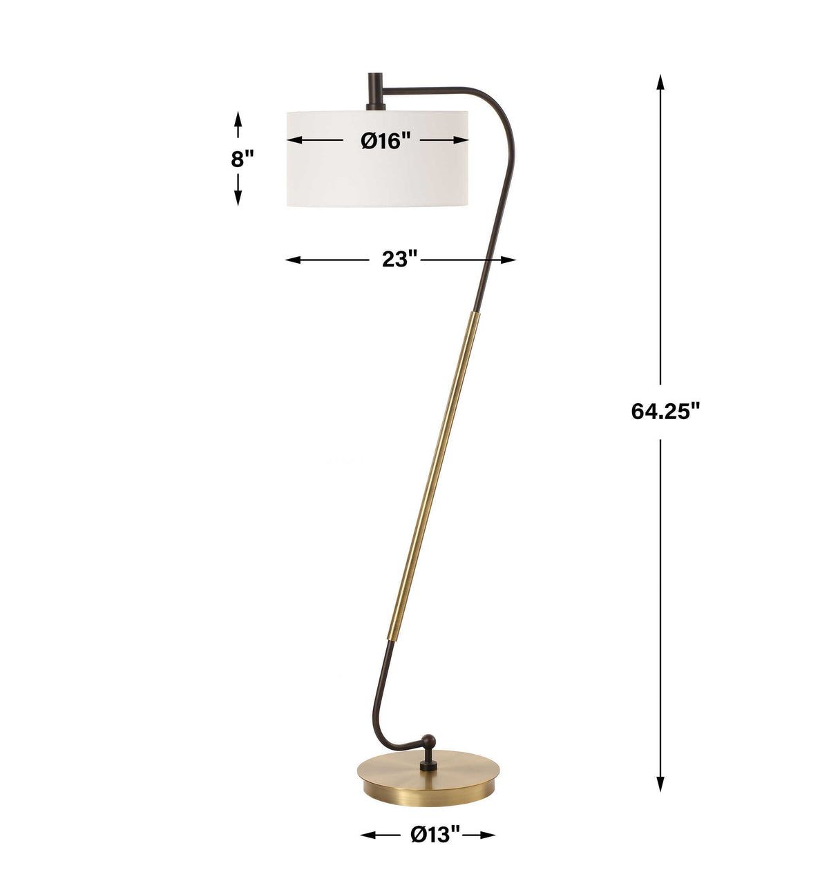 Irwin Floor Lamp Curved Brass - Bronze by Uttermost - View 7