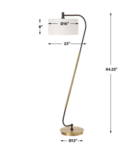 Irwin Floor Lamp Curved Brass - Bronze by Uttermost - View 7