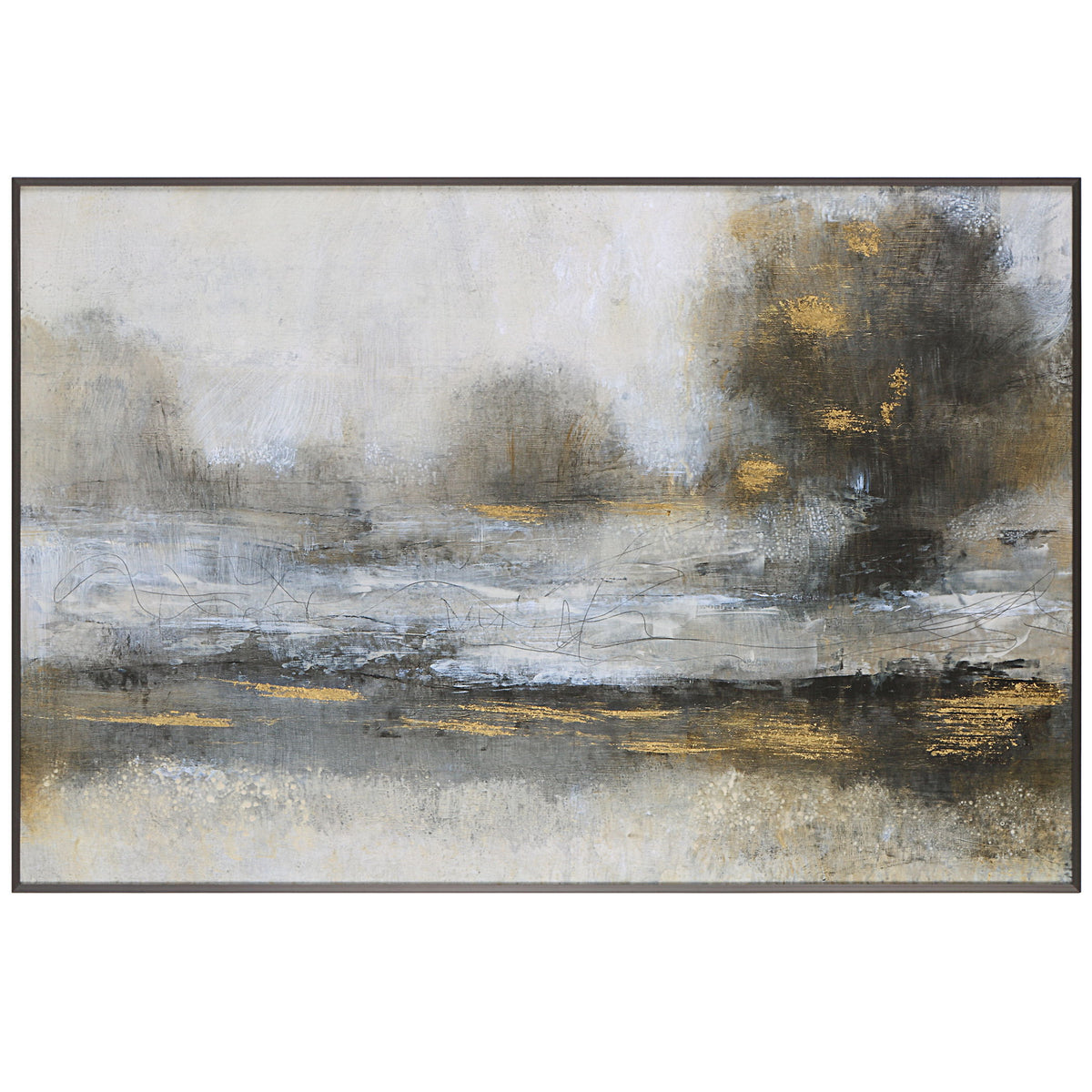 Gilt Misty Landscape Framed Print - Silver / Light Brown by Uttermost - View 1