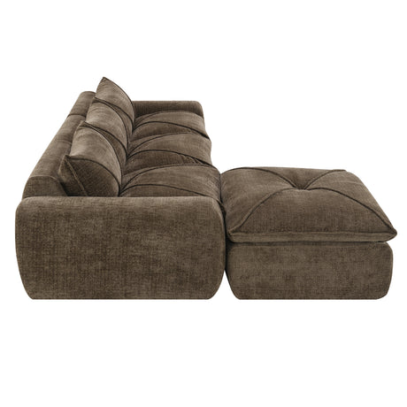 116'' Fully Compressed Sofa with High Density Foam, Integrated Backrest&Seat Cushion, Decorative Edging, Legless Design without Frame, No Assembly Required, Free Combination, Particle Chenille - sold by Home Elegance USA