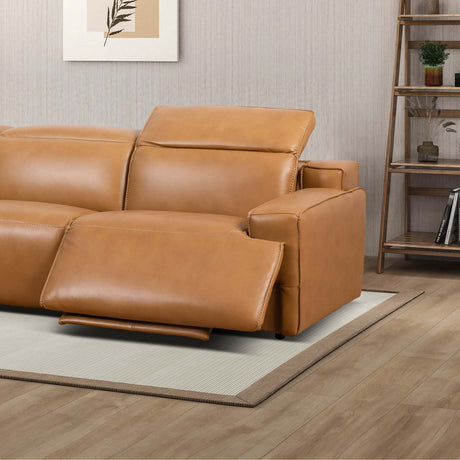 Urbana Triple PWR Recliner Sofa - Tan Leather - sold by Home Elegance USA