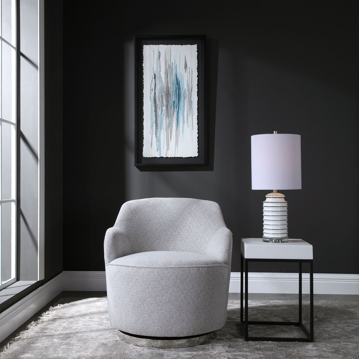 Hobart Casual Swivel Chair - Light Gray by Uttermost - View 2