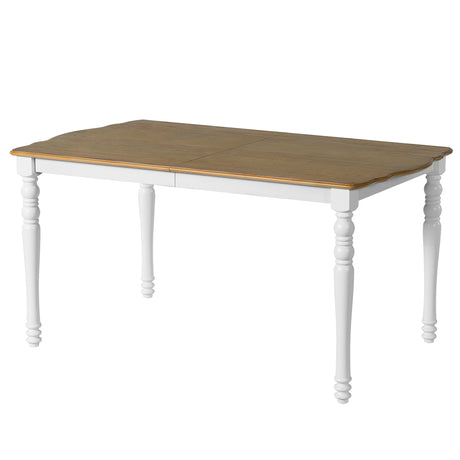 7-Piece Dining Table Set, 60inch to 78inch Extendable Wood Dining Table with Removable Leaf, Kitchen Table Set with 6 Upholstered Side Chair, Dining Table Set for 6 - sold by Home Elegance USA