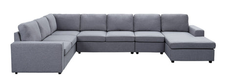 Tifton 147' Light Gray Linen 7 Seat Reversible Modular Sectional Sofa Chaise - sold by Home Elegance USA