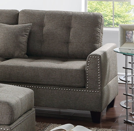Modern Coffee Color 3pcs Sectional Living Room Furniture Reversible Chaise Sofa And Ottoman Tufted Polyfiber Linen Like Fabric Cushion Couch Pillows - sold by Home Elegance USA