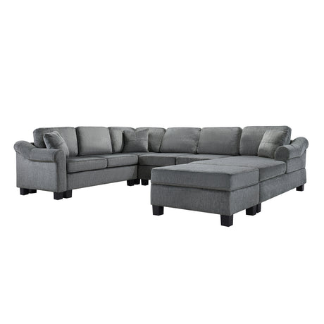 U-shaped Sectional Sofa Chenille Upholstered with Movable Storage Ottoman, Dark Gray, 111.8' - sold by Home Elegance USA