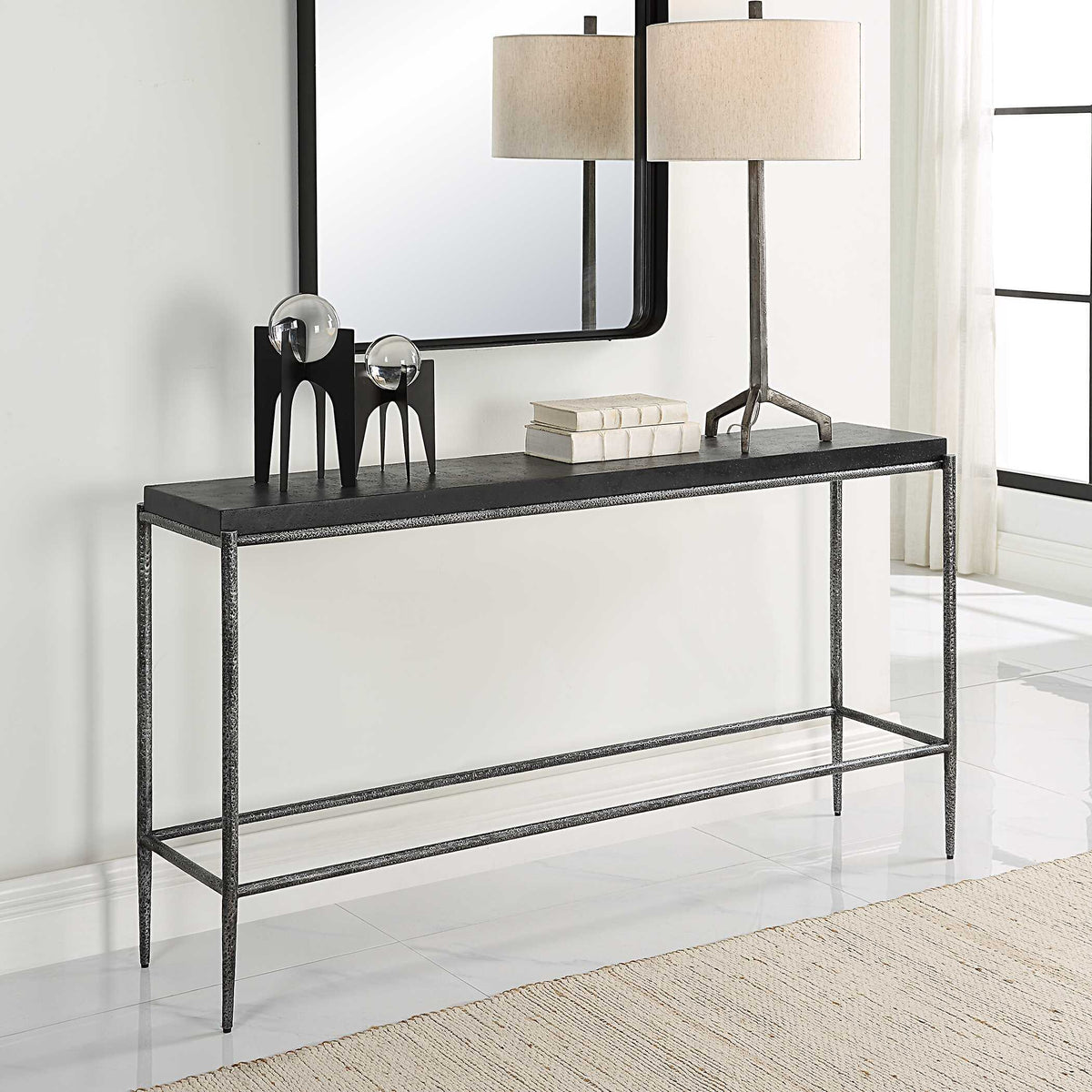 Crescendo Concrete Console Table - Black by Uttermost - View 3