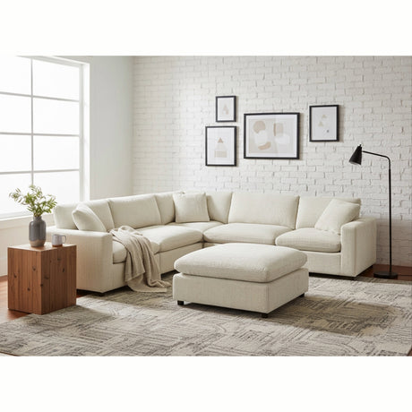 Chelsea Modular 6-Piece Sectional in Beige with Plush Polyester Upholstery - sold by Home Elegance USA