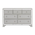 Glamorous Silver Finish Dresser 1pc 7 Drawers Beveled Mirror Trim Modern Bedroom Furniture