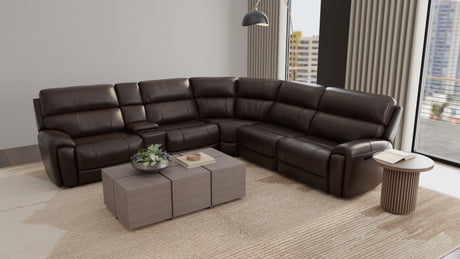 6-Piece Leather Power Sectional in Brazil Tobacco - sold by Home Elegance USA