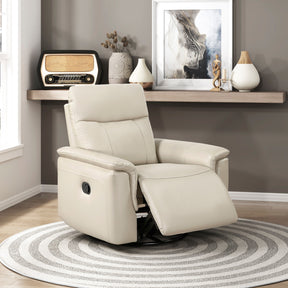 Luxury Comfort Premium Leather Recliner 1pc Taupe Upholstery Gentle Gliding Swivel Motion Living Room Furniture