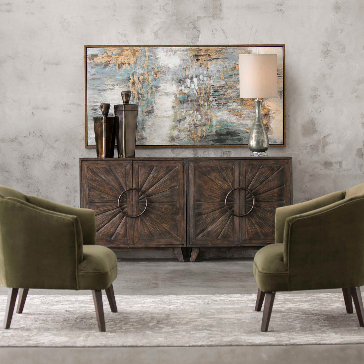 Behind The Falls Abstract Art - Beige / Light Brown by Uttermost - View 2