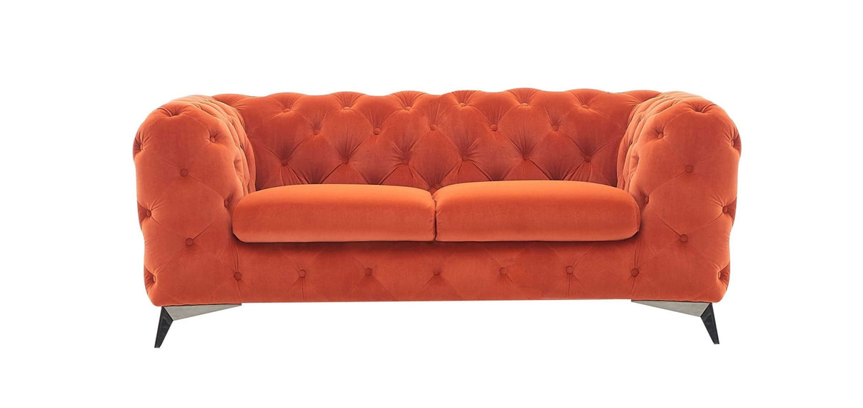 Divani Casa Delilah - Modern Orange Fabric Loveseat | Home Elegance USA