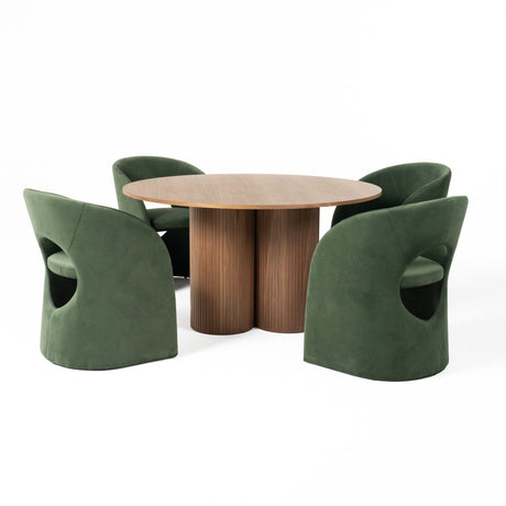 Depew - Mid-Century Modern Walnut Round Dining Table - View Image 1