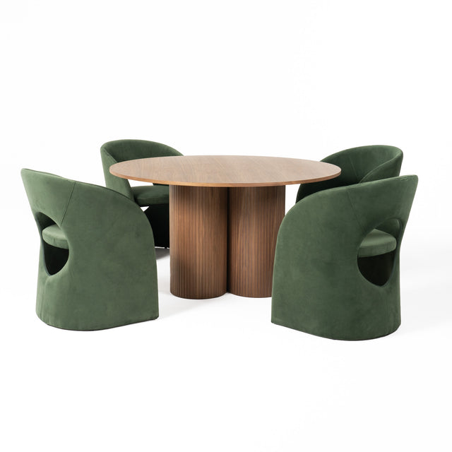 Depew - Mid-Century Modern Walnut Round Dining Table - View Image 1
