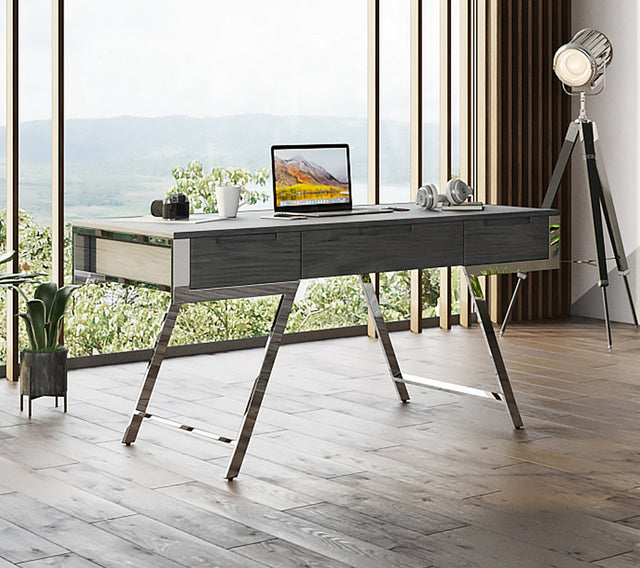 Dessart - Modern Elm Grey Office Desk - View Image 2