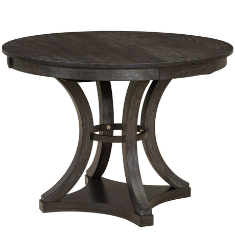 TREXM 5-Piece Retro Functional Dining Table Set Extendable Round Table and 4 Upholstered Chairs for Dining Room and Living Room (Espresso) - sold by Home Elegance USA