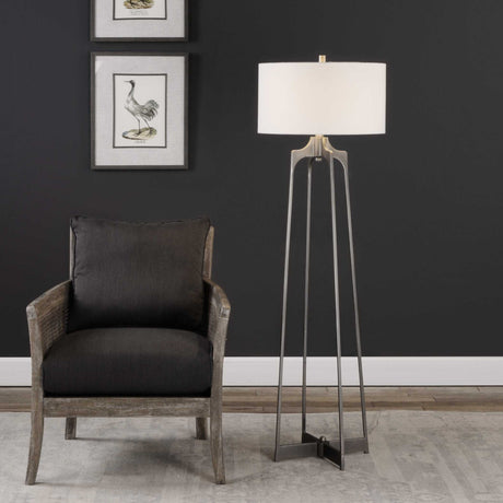 Adrian Modern Floor Lamp - Silver / White by Uttermost - View 3