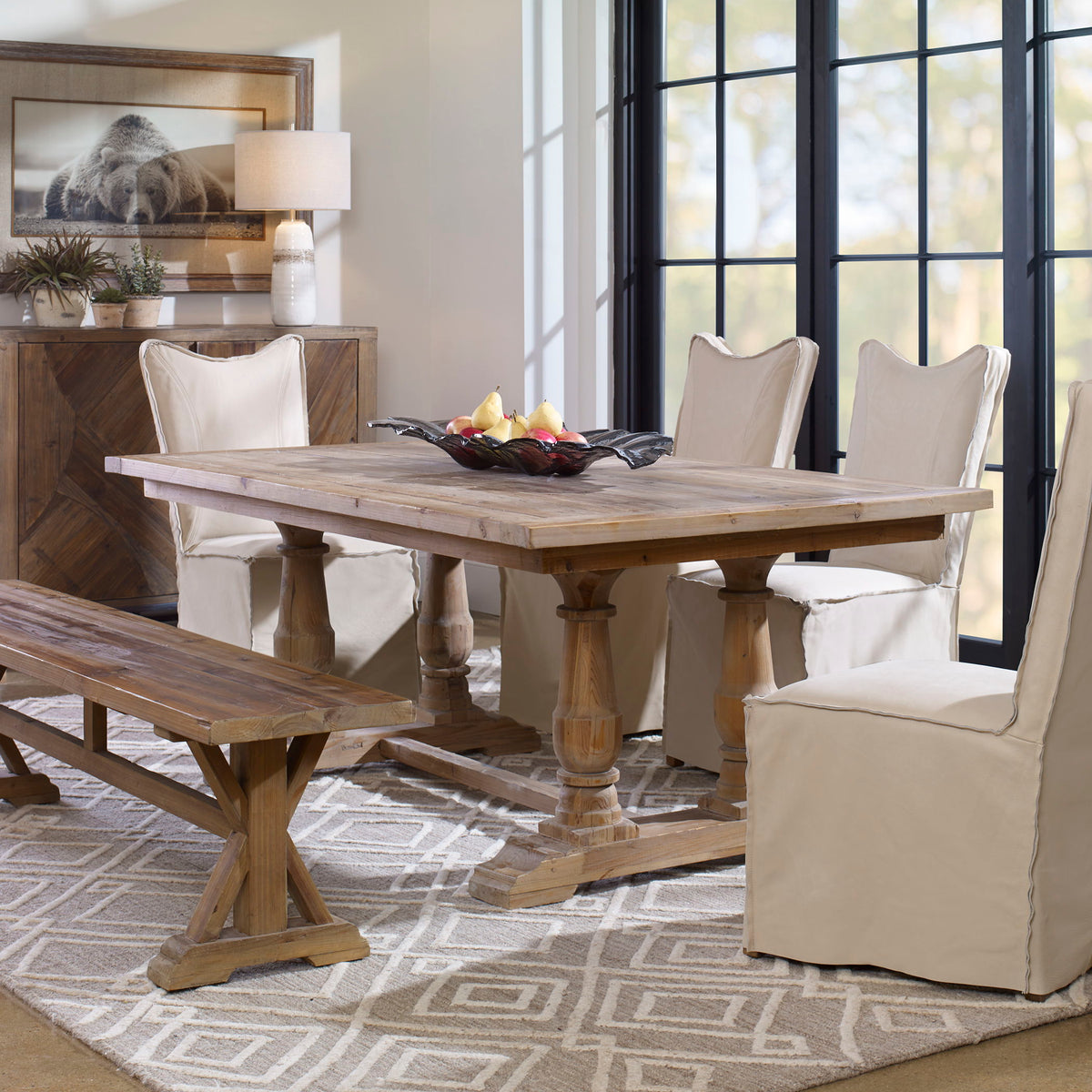 Stratford Salvaged Wood Dining Table - Light Brown by Uttermost - View 2