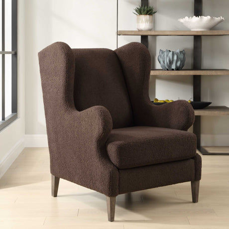 Serpentine Brown Fabric Accent Chair - Dark Brown by Uttermost - View 3