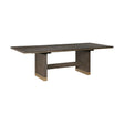 Modern Dining Table with Self-Storing Extension Leaf Brown Finish Gold Tipping Wooden Dining Furniture 1pc
