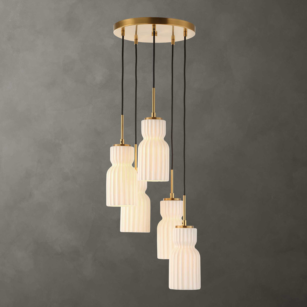 Vanier 5 Light Cluster Pendant - Gold by Uttermost - View 2