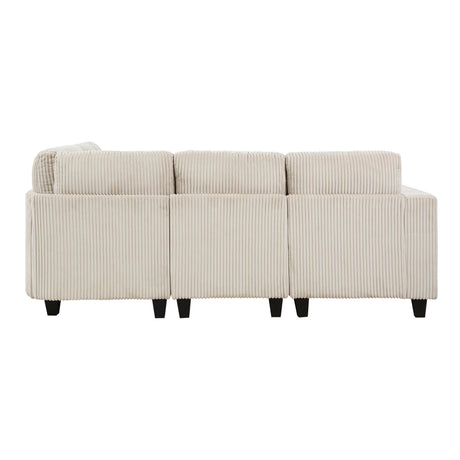 4-Piece Modular Sectional with Storage Seats, Side Pockets, Charging Ports Beige Corduroy Fabric Modern Living Room Sectional Couch Solid Wood Furniture - sold by Home Elegance USA
