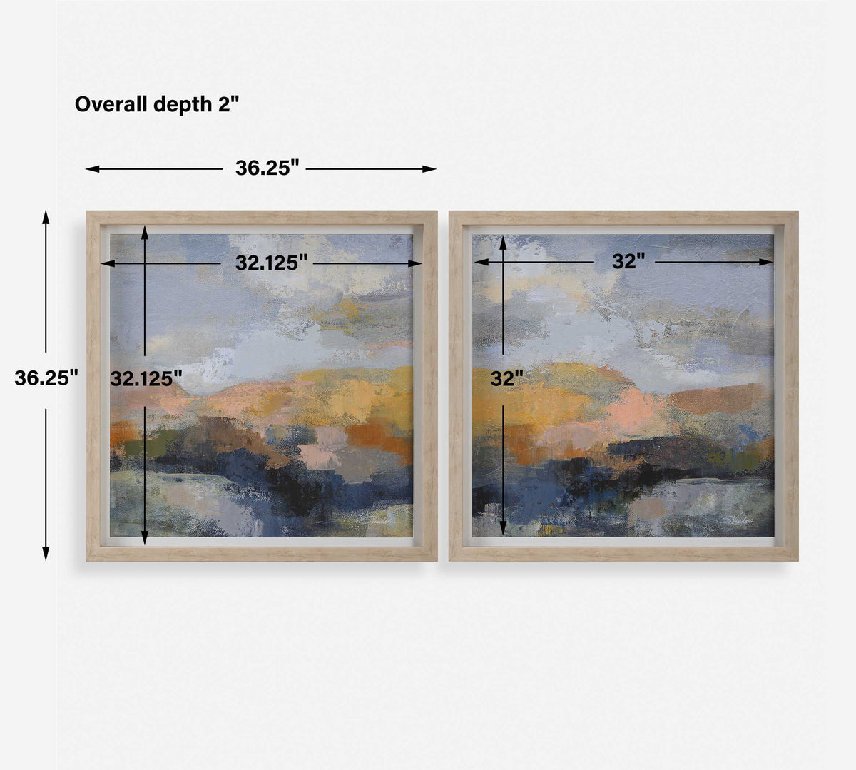 Dusk Framed Prints (Set of 2) - Light Blue by Uttermost - View 8