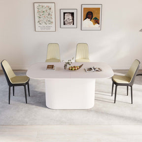 63 'medieval modern cream style MDF dining table and PU dining chair set 4. Assemble Desktop and black metal leg dining chair set, suitable for home&kitchen - sold by Home Elegance USA